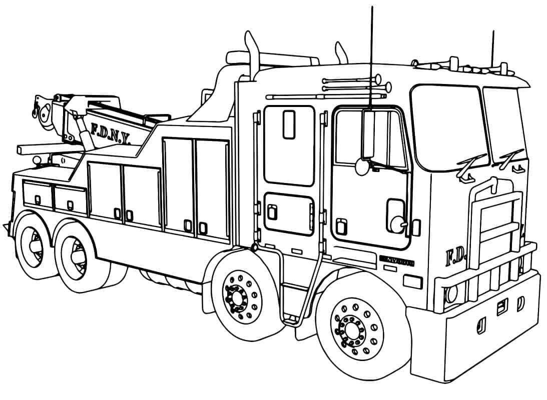 Coloriage Camion de Pompier Facile télécharger et imprimer gratuit