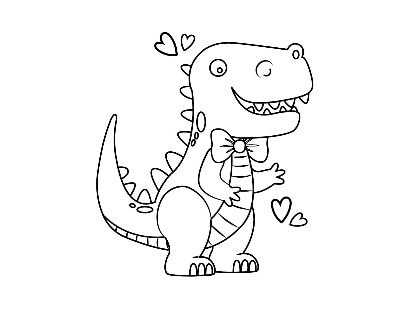 T-Rex in Love coloring page