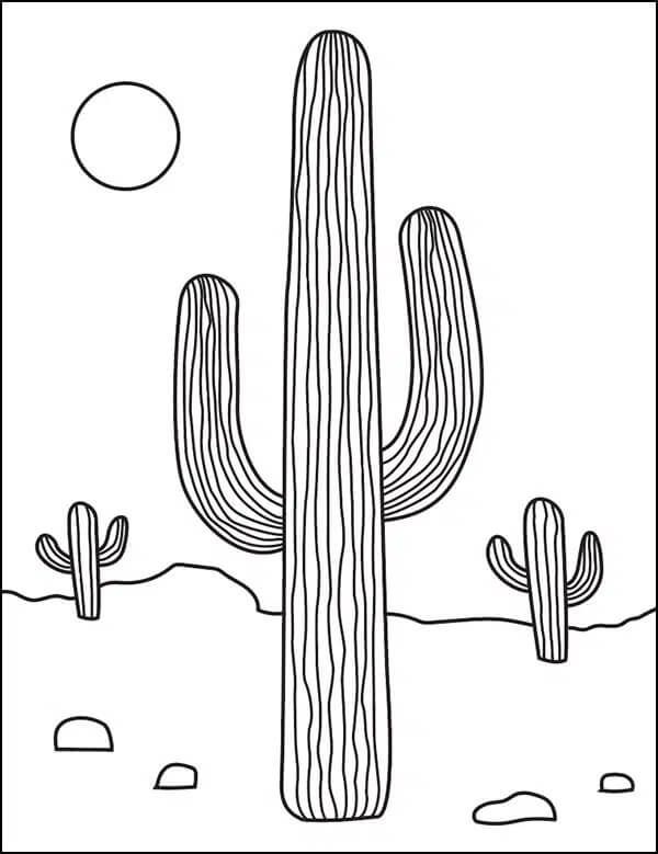 Coloriage Three Cactus in the Desert