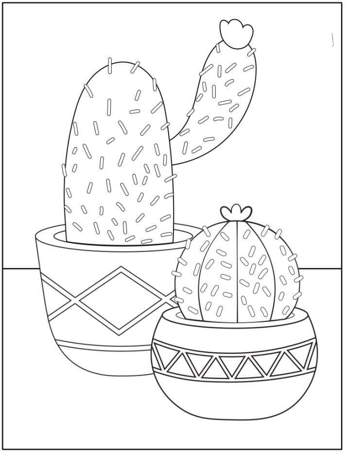 Coloriage Two Potted Cactus
