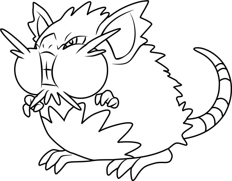 Angry Alolan Raticate coloring page