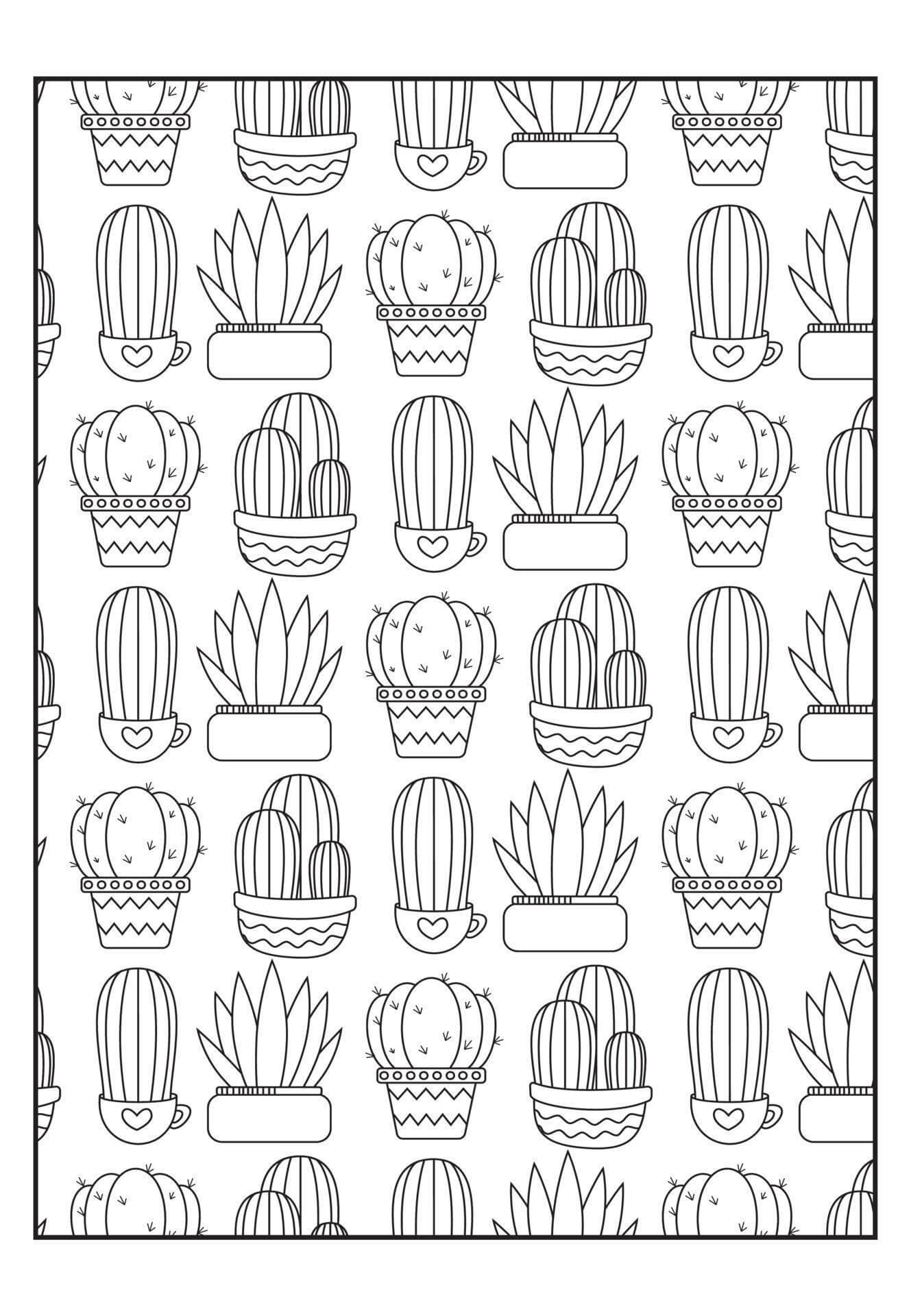 Coloriage Beaucoup de cactus doux