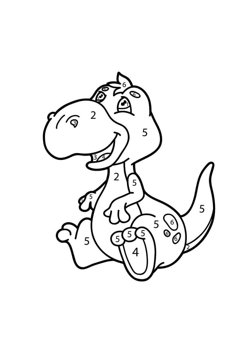 Bébé Dinosaure Coloriage par Numéro coloring page