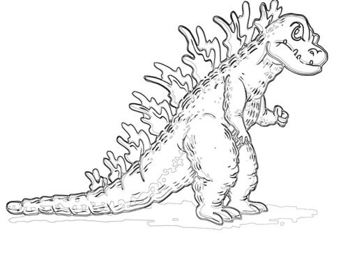 Adorable Godzilla coloring page