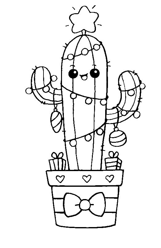 Coloriage Arbre de Noël de cactus