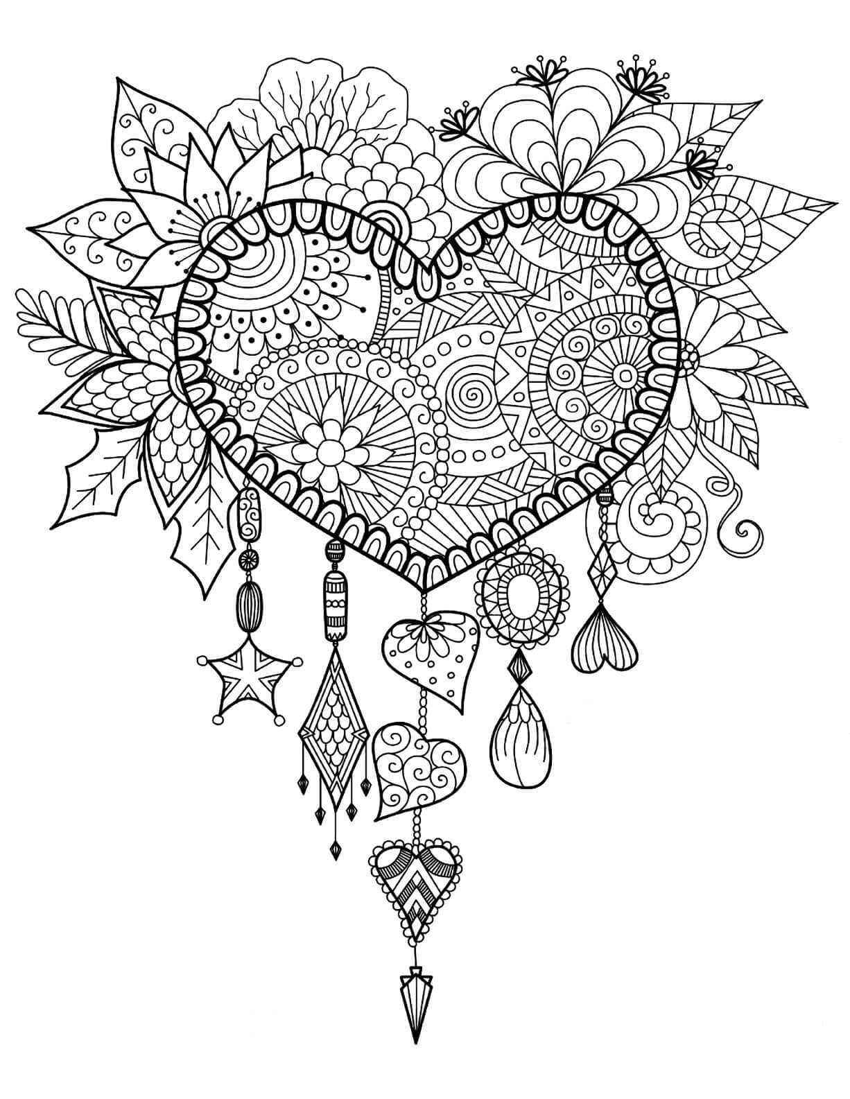 Coloriage Art de Mandala de Coeur