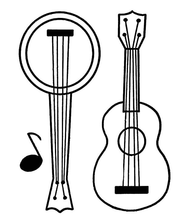 Banjo et Guitare coloring page
