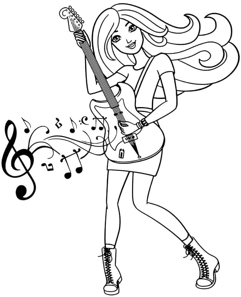 Barbie Joue de la Guitare coloring page