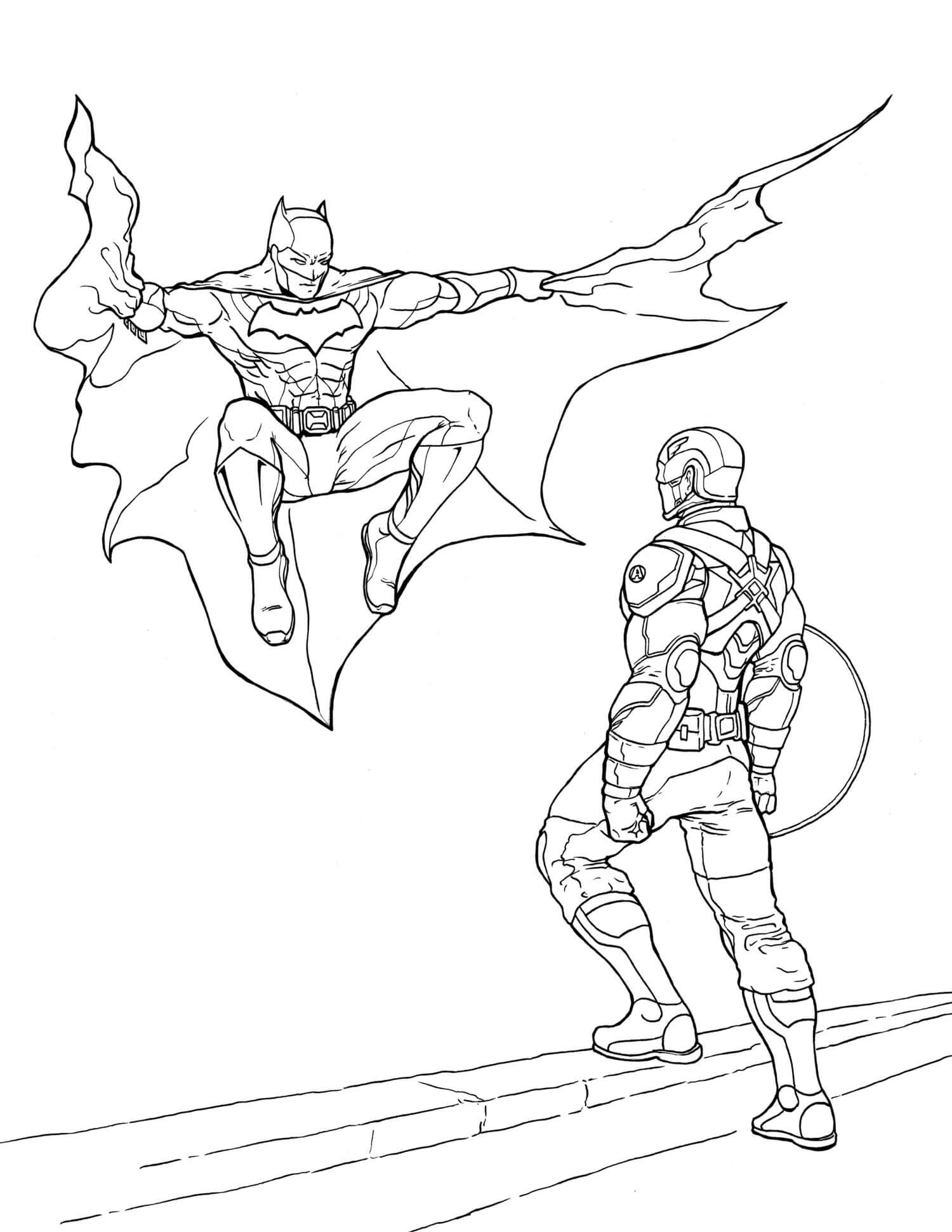 Coloriage Batman et Capitan America