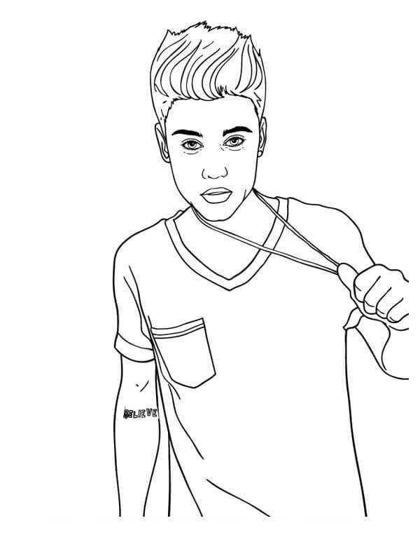 Beau Justin Bieber coloring page