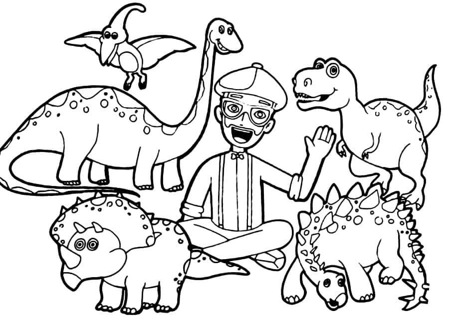 Coloriage Blippi et les Dinosaures