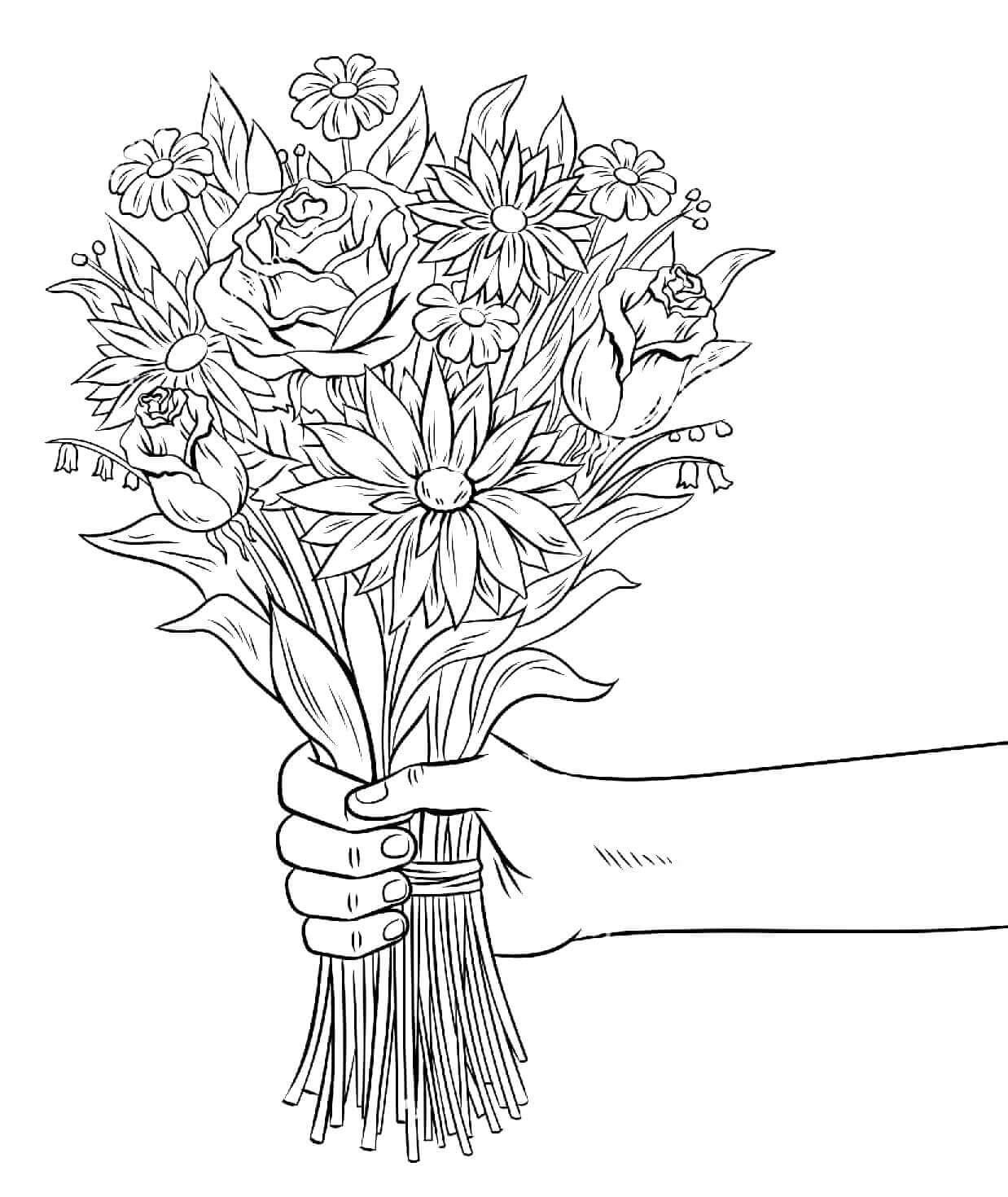Bouquet de Tournesols coloring page