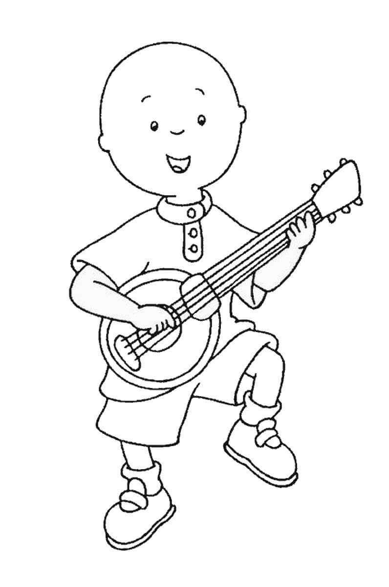 Caillou Joue de la Guitare coloring page