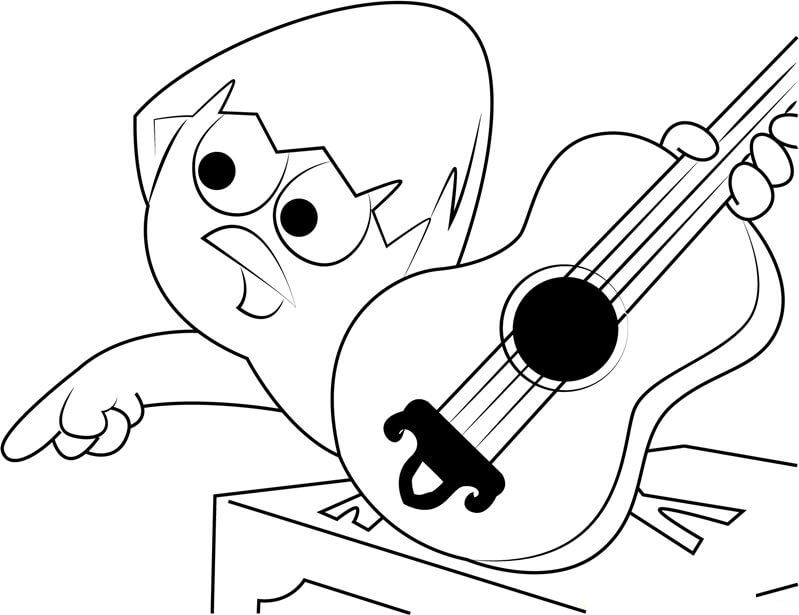 Calimero avec Guitare coloring page