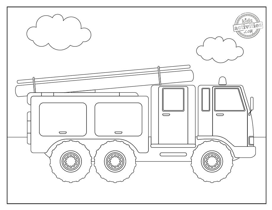 Camion de Pompier 2 coloring page