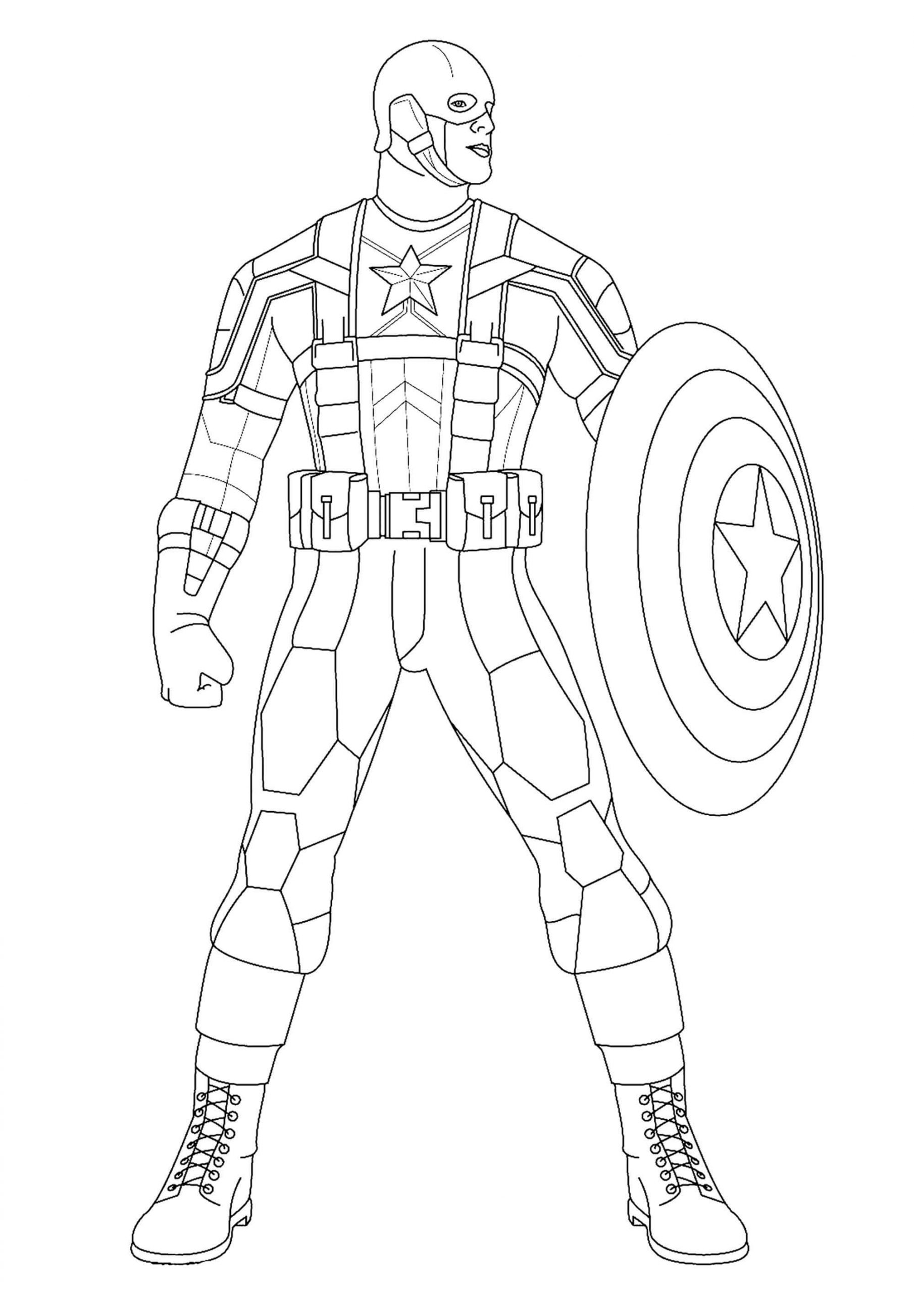 Coloriage Captain America avec Bouclier