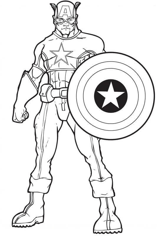 Coloriage Captain America avec Son Bouclier