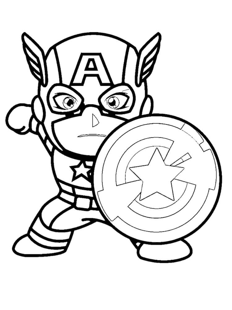 Coloriage Captain America Captain America Mignon