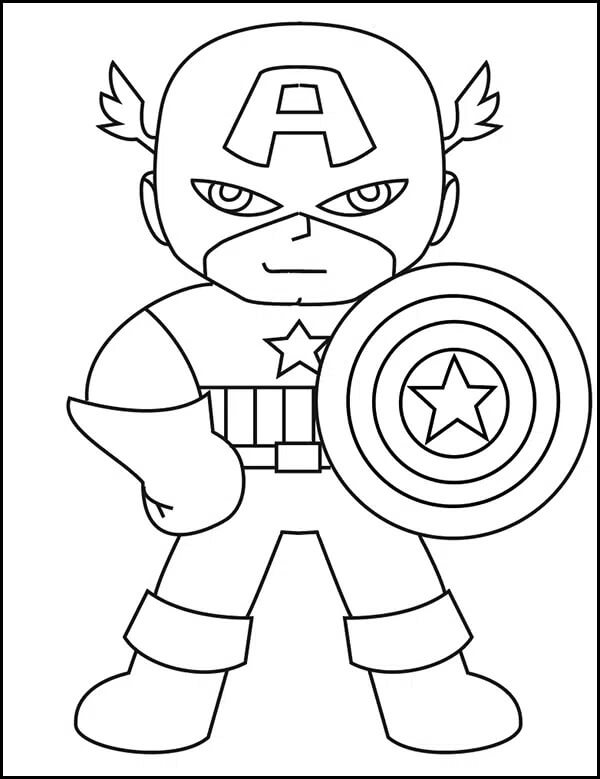 Coloriage Captain America Captain America Mignon