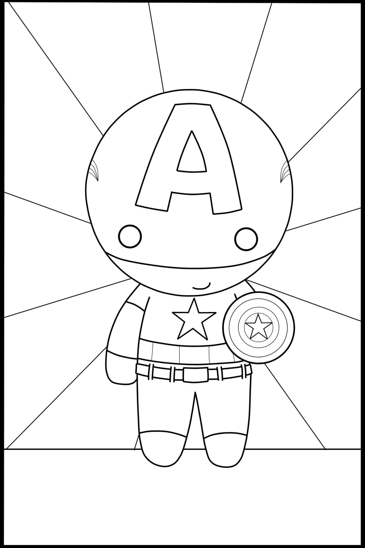 Coloriage Captain America Mignon