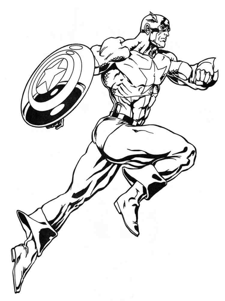 Captain America Tient un Bouclier coloring page