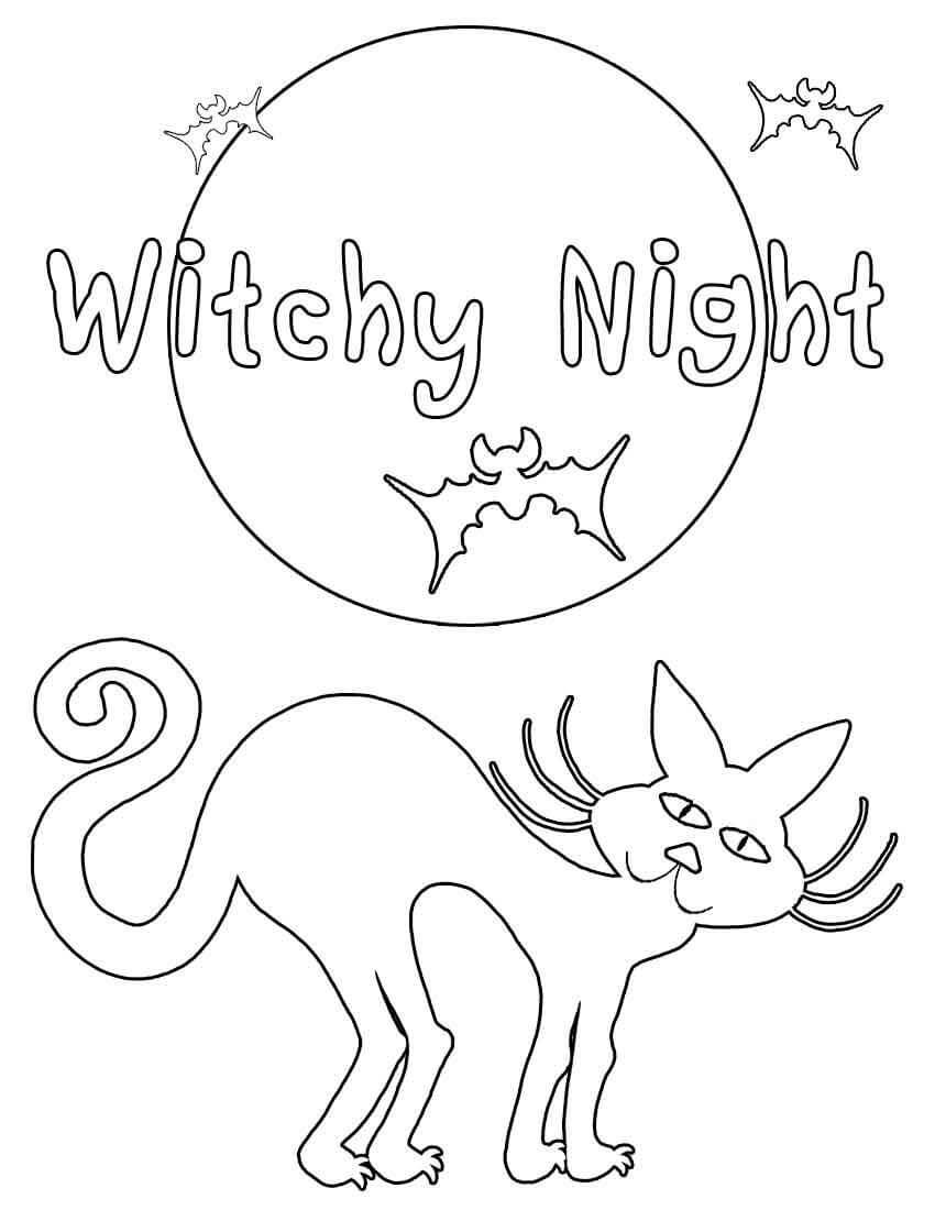 Chat d’Halloween coloring page