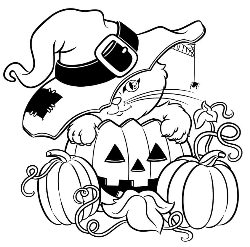 Chaton Mignon d’halloween coloring page