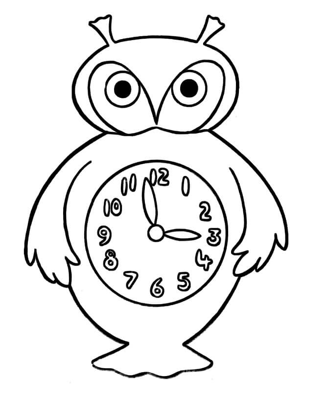 Chouette Horloge coloring page