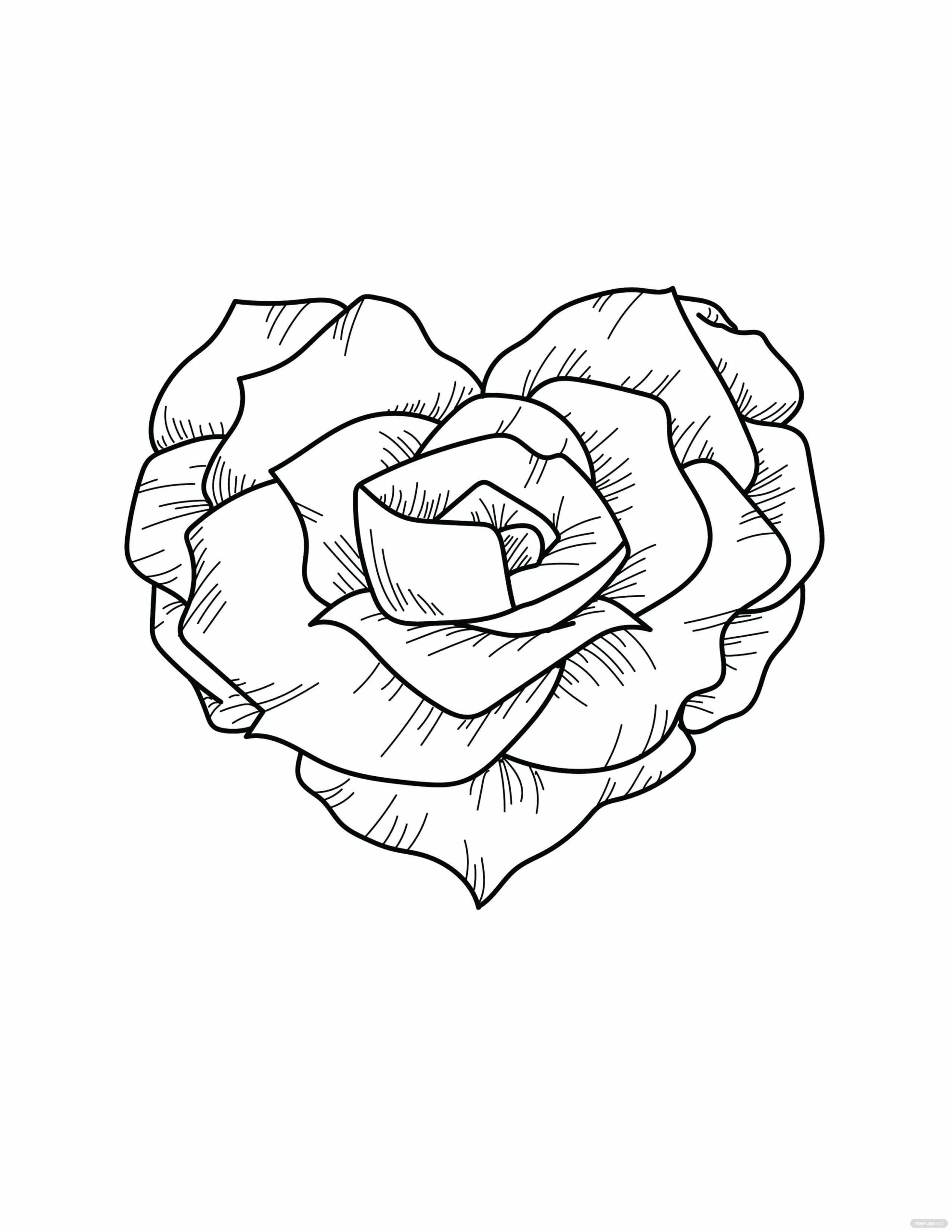 Coeur Roses coloring page
