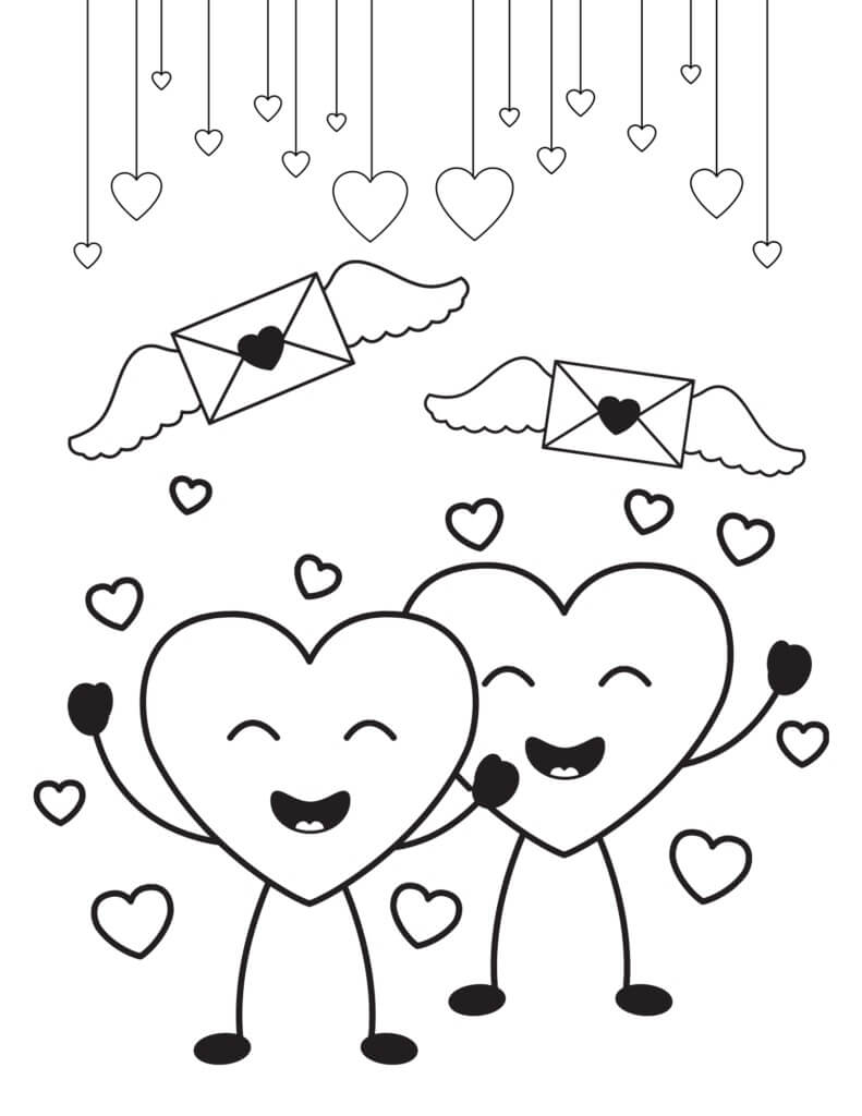 Coeurs Mignons de la Saint-Valentin coloring page