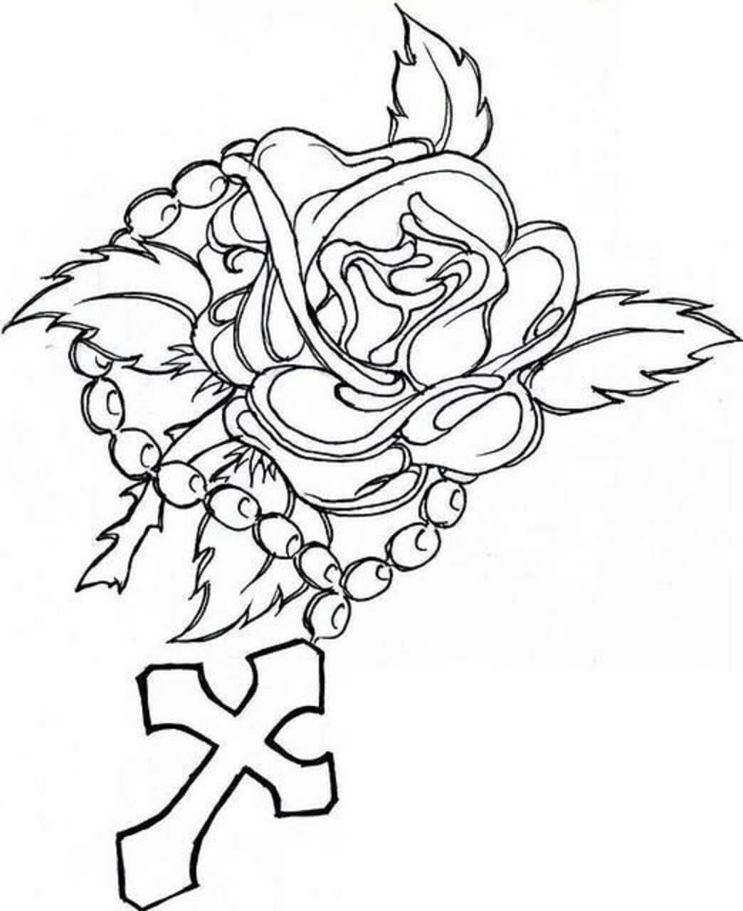 Croix et Roses coloring page