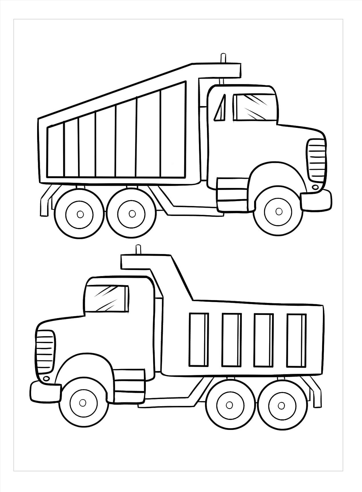 Deux Camions coloring page