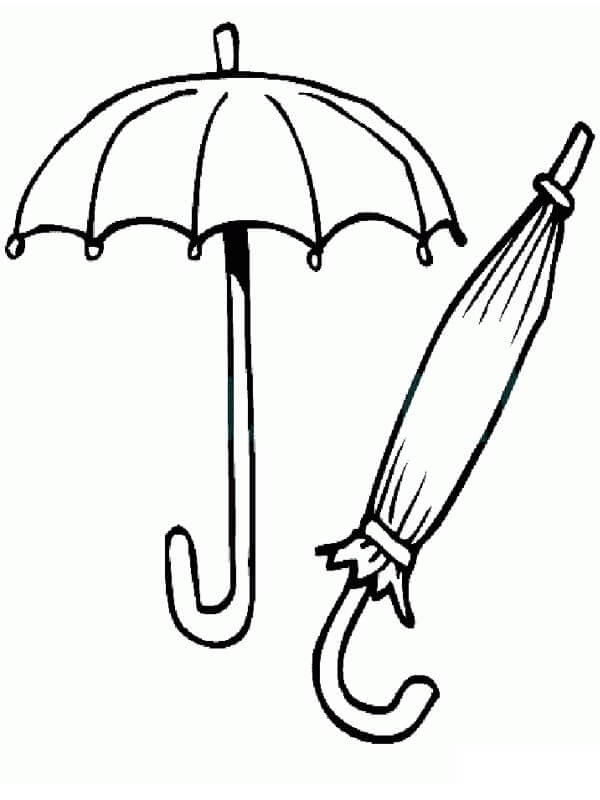 Coloriage Deux Parapluies