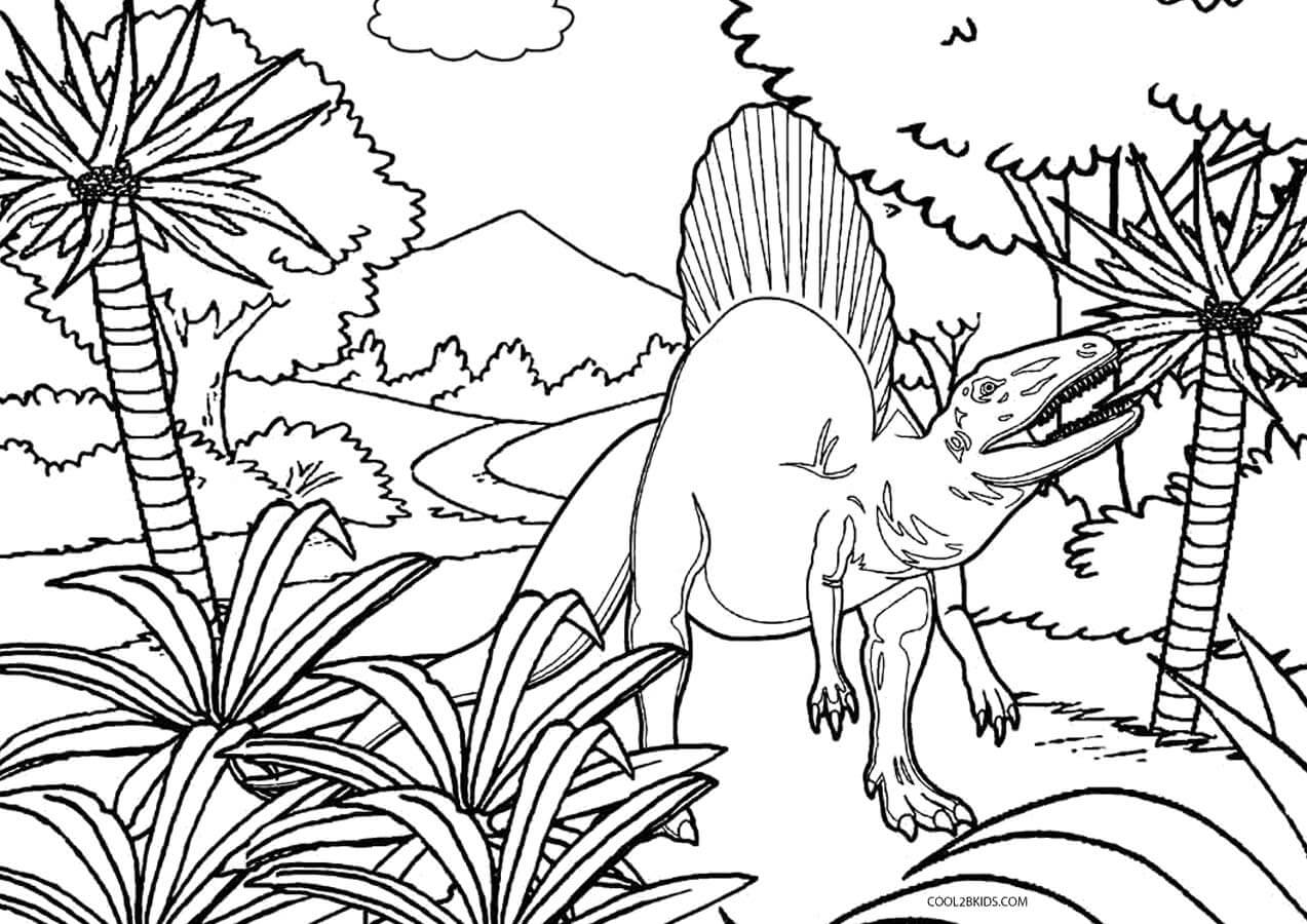Dinosaure dans la Forêt coloring page