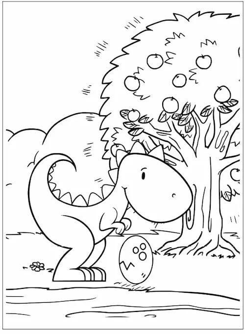 Dinosaure Mignon avec un Oeuf coloring page