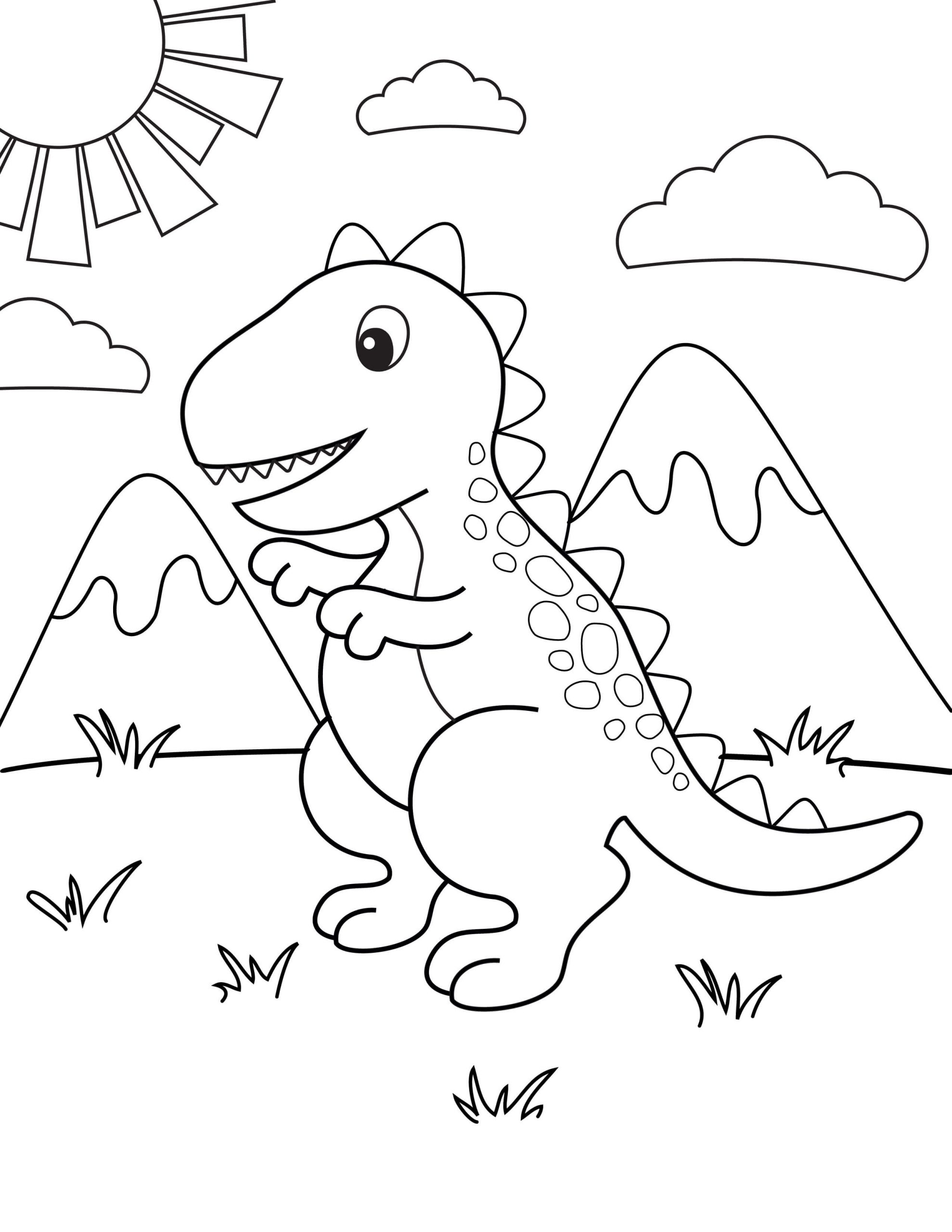 Coloriage Dinosaure Mignon Pour les Enfants