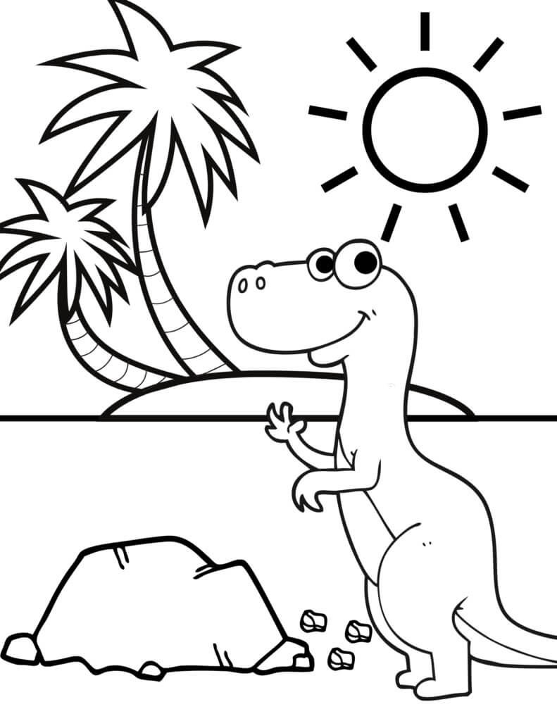 Dinosaure Sur La Plage coloring page
