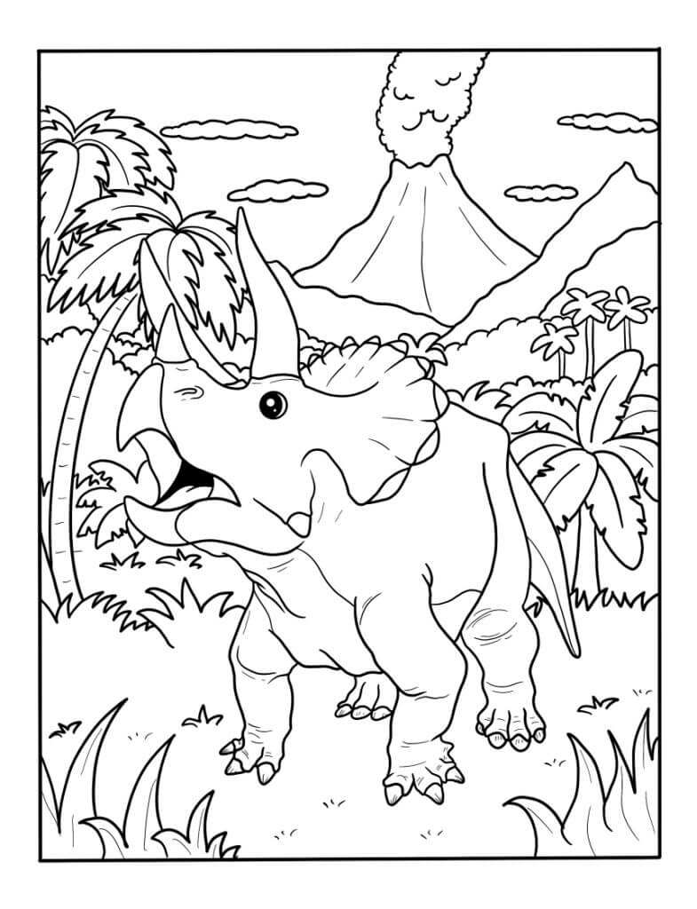 Dinosaure Tricératops coloring page