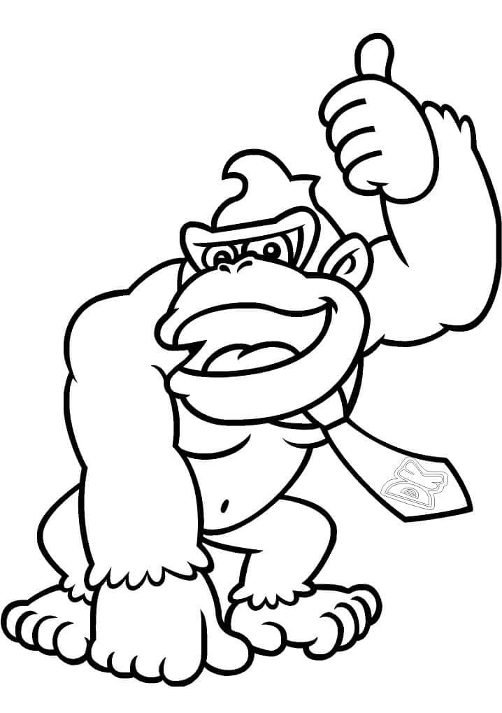 Donkey Kong Souriant coloring page