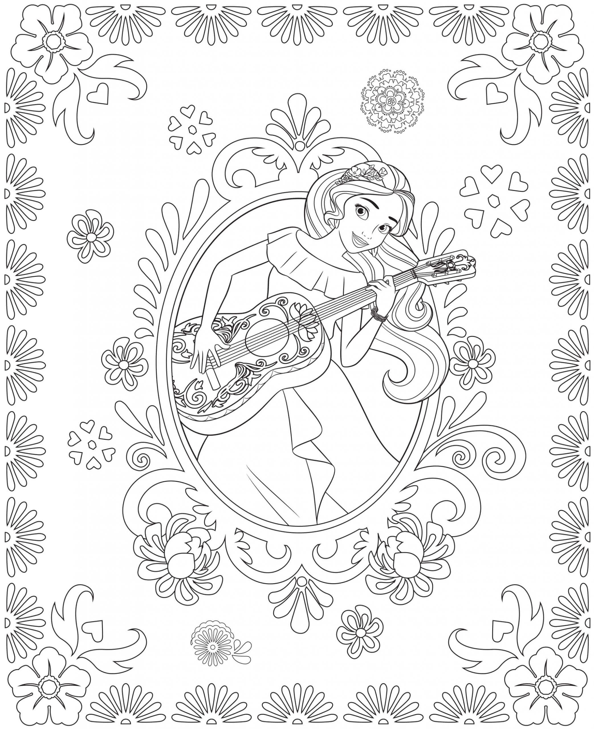 Elena Joue de la Guitare coloring page