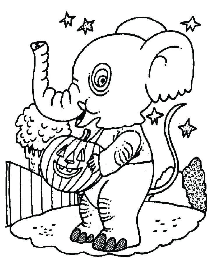 Coloriage Éléphant avec Citrouille