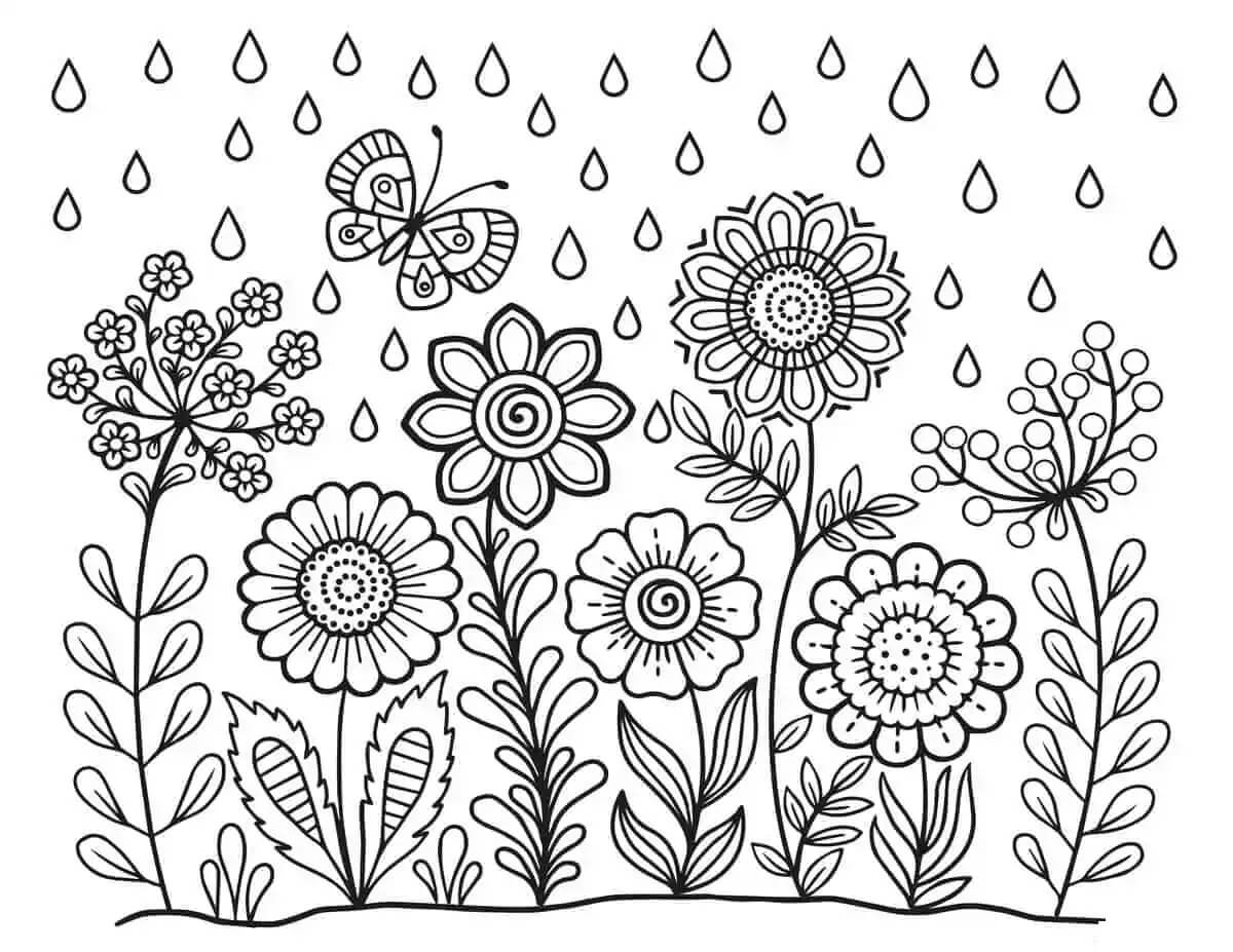 Fleurs de Printemps coloring page