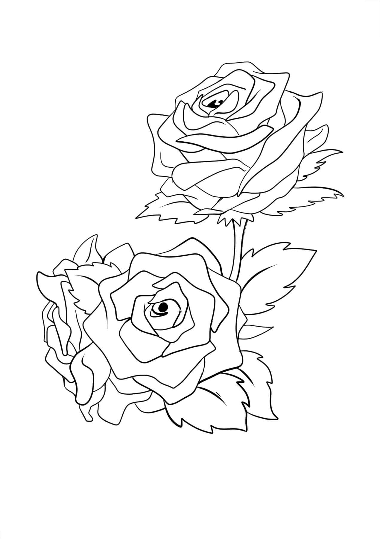 Coloriage Fleurs Roses