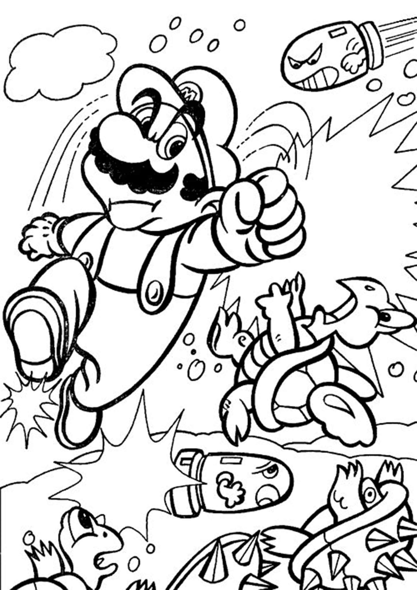 Génial Mario coloring page