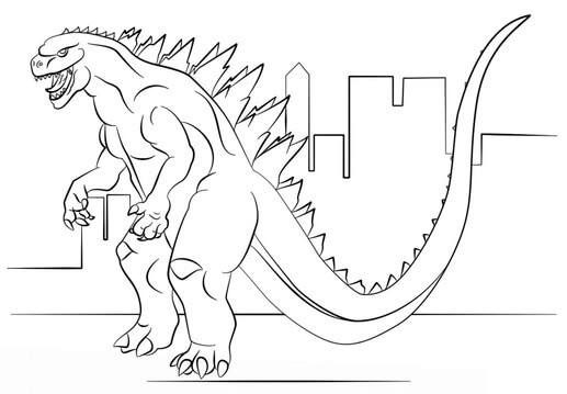 Godzilla Dans la Ville coloring page