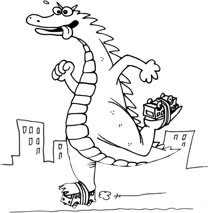 Godzilla Drôle coloring page