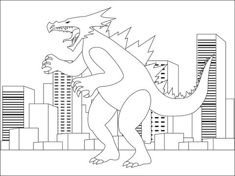 Godzilla en Colère coloring page