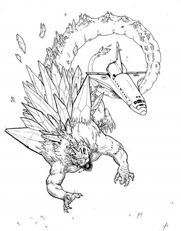 Godzilla et Vaisseau Spatial coloring page