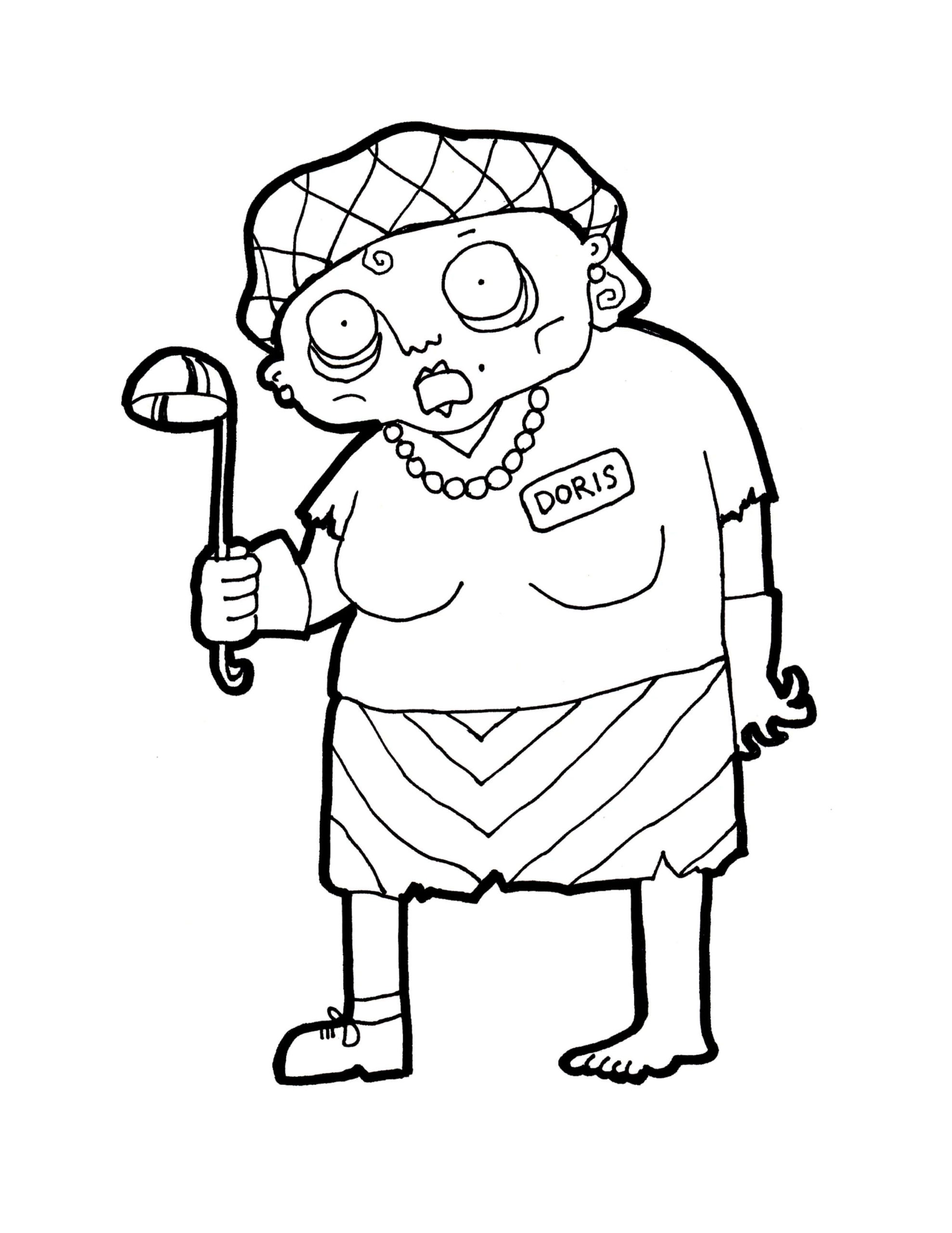 Coloriage Grand-mère Zombie