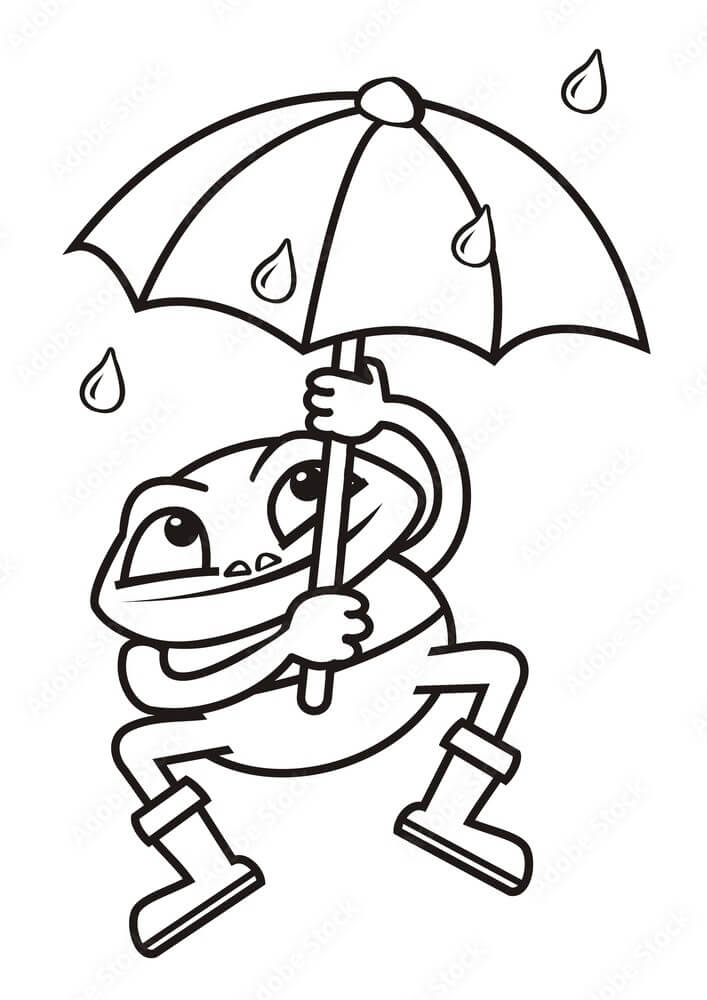 Grenouille avec Parapluie coloring page